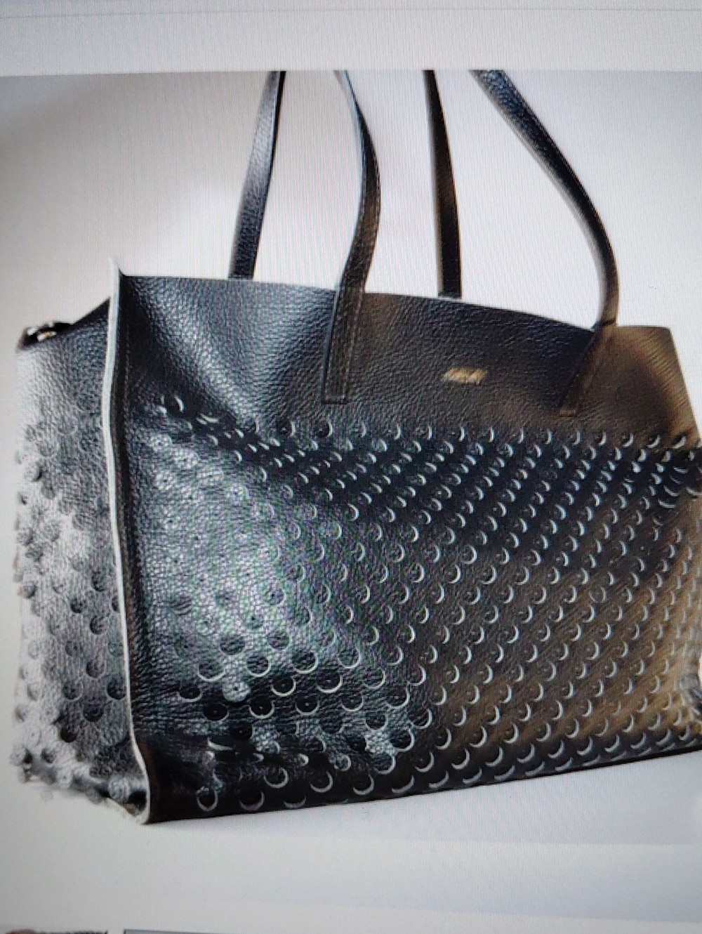 Marc Cain Black Laser-Perforated Tote Genuine Leather